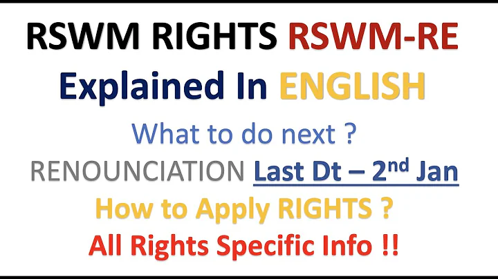 RSWM Rights Issue - RE | What to Do with RSWM-RE | How to Apply | Next steps | In English