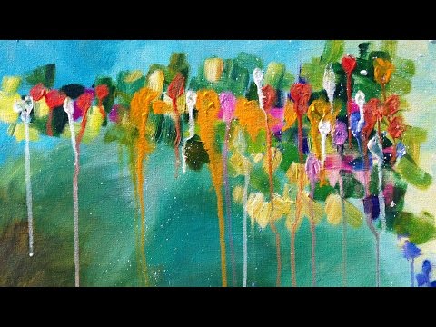 Abstract Drip Floral Beginner Acrylic Painting tutorial
