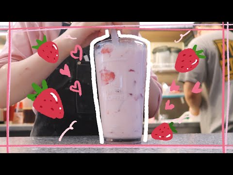 Eng)바빠도 딸기쏙쏙은 맛있어 l 배달카페 브이로그 l The LITER vlog l Korean delivery cafe vlog l 카페알바 브이로그