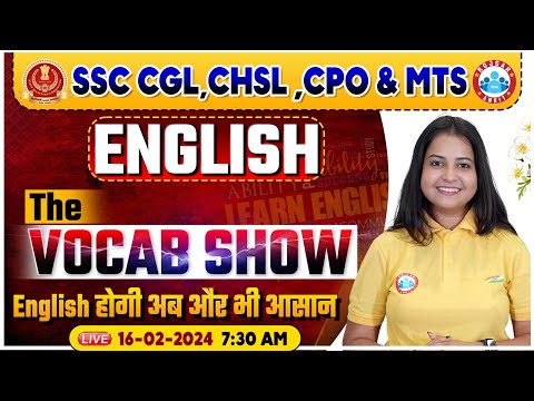 SSC CGL & CHSL 2024, CHSL English Class, English Vocabulary Class 78, The Vocab Show By Kiran Mam