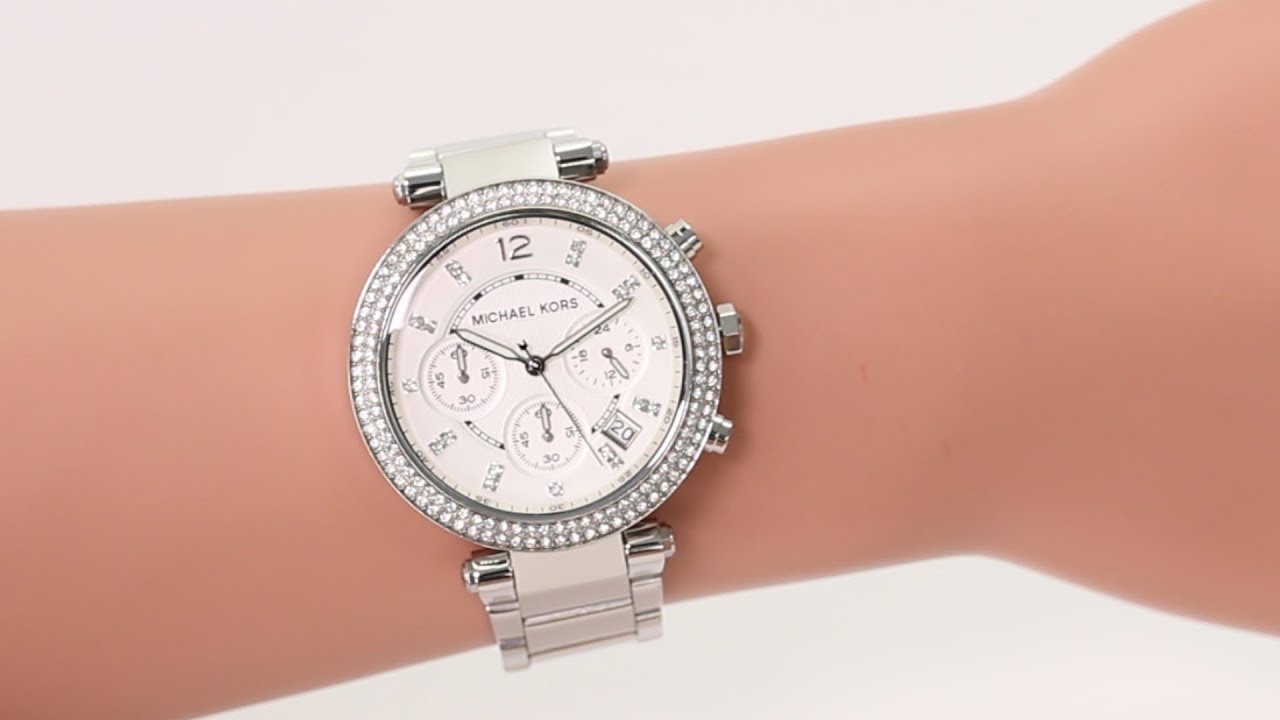 michael kors parker silver tone watch