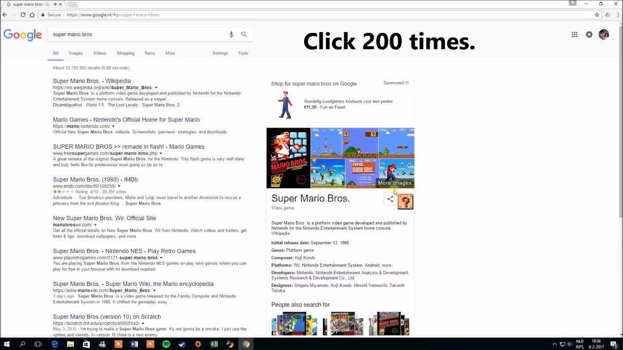 Search Super Mario Bros Easter Egg on Google 