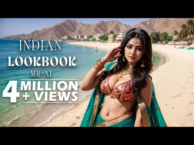 [4K] AI ART Indian Lookbook Girl Al Art video - Gawadar Beach class=