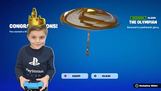 My 10 Year Old Kid Gets His FIRST Fortnite Season GOLD CROWN Victory WIN Unlocking NEW Free Glider