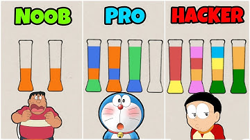 NOOB vs PRO vs HACKER In Sort Puz - Fill The bottle || With Doraemon Nobita || Nobita Plays Sort Puz