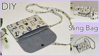 簡単すぎるフラットスリングバッグ,How To Make Super Easy Flat Sling Bag,For Beginners,Sewing tutorials,diy