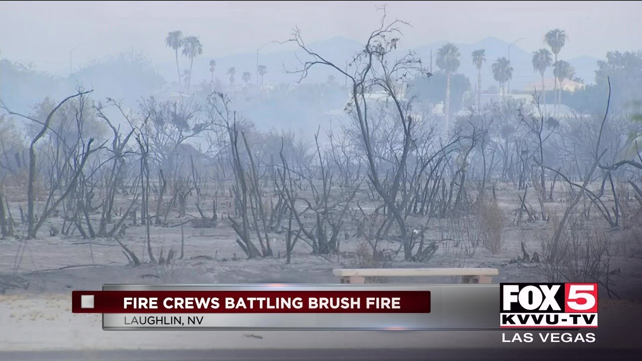 Crews battle brush fire near Laughlin - YouTube