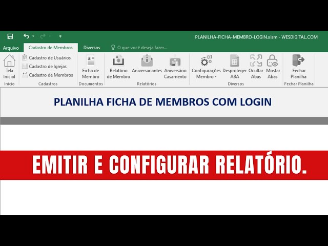 Emitir e Configurar Relatório de Membro Planilha Ficha de Membro com Login Excel VBA
