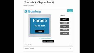 AI Solve Daily Numbrix 9 Puzzle: 9/23/2024 (ASMR)