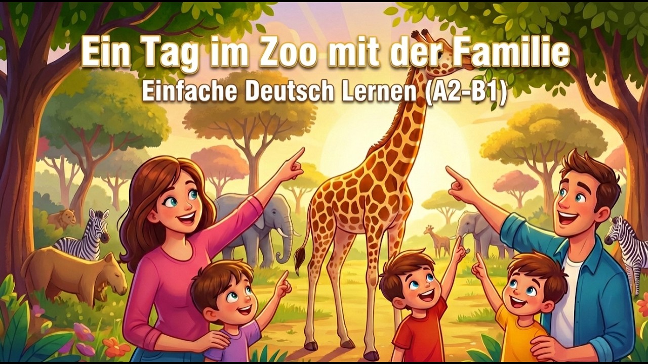 Ein Tag im Zoo mit der Familie | Einfache Deutsch Lernen durch Geschichten (A2-B1)