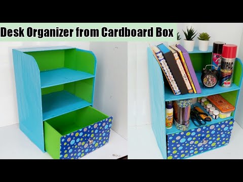 HOW TO MAKE AN EASY DESK ORGANIZER WITH AMAZON CARDBOARD BOXES/DIY DESK ...