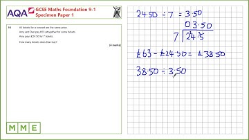 GCSE Maths AQA Foundation Specimen Paper 1 - Q16 Forming and solving equations