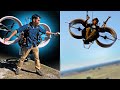 Flying with four giant drone motors (ducted propeller paramotor)