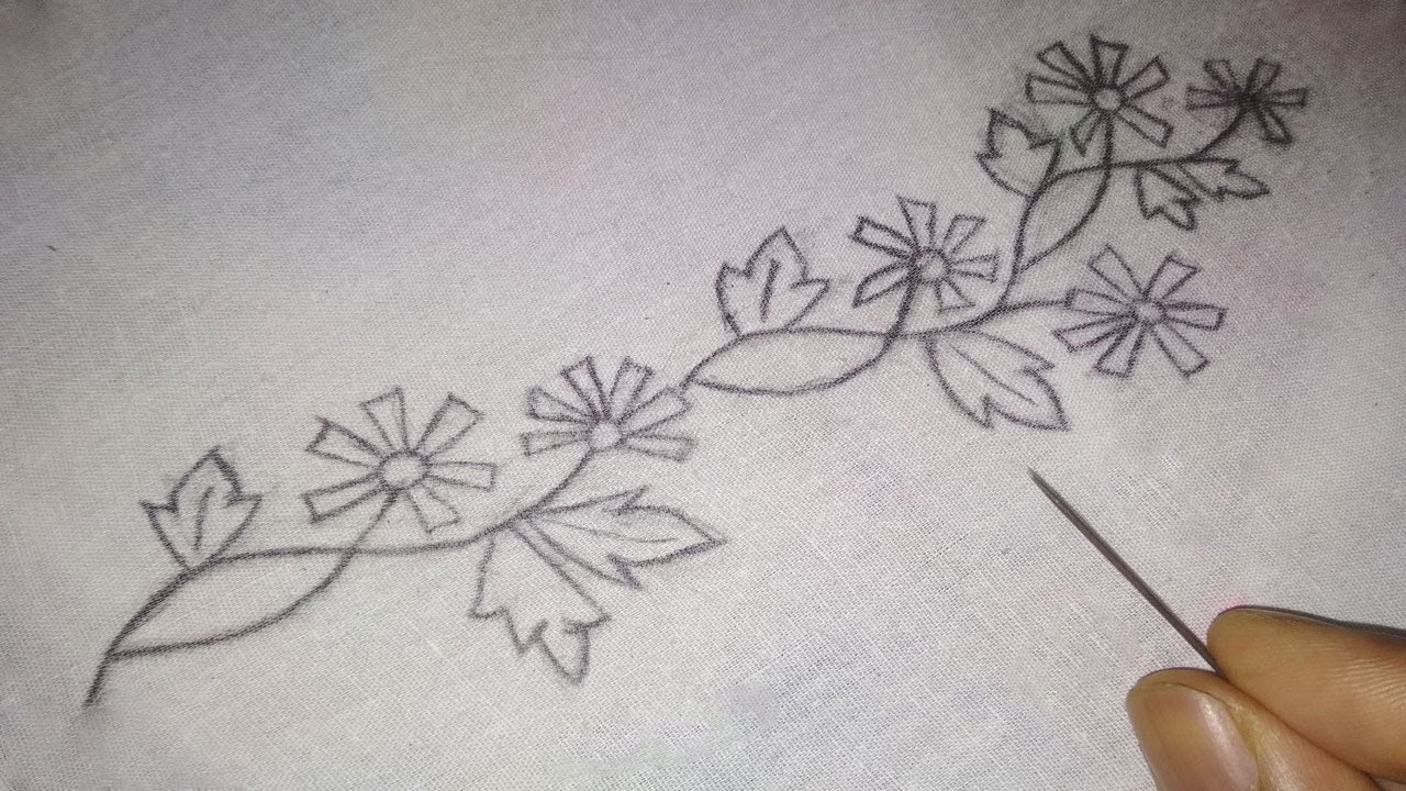 Hand embroidery floral border line design for dress,easy borderline ...
