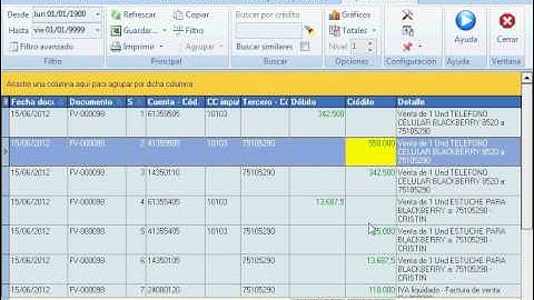 Software contable ContaPyme - Operación de facturación de un elemento con pers de cuentas