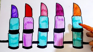 Coloring Pages Lipsticks 💄 Make-up colors Easy drawing and coloring for kids #forkids