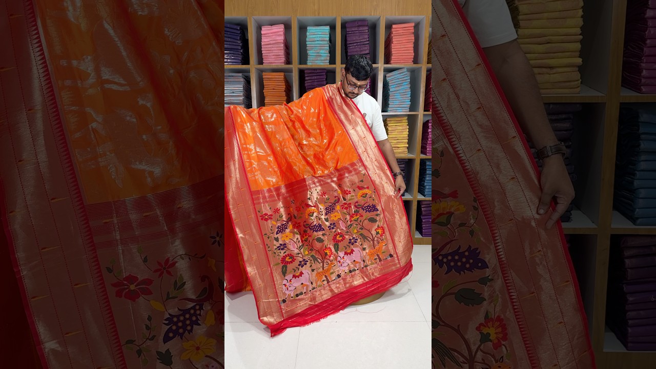 Maharashtrian 3D Pichwai Soft Silk Paithani Saree