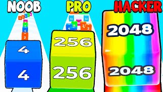 NOOB vs PRO vs HACKER in 2048 Cube Runner: 3D Merge [New Fun Game]