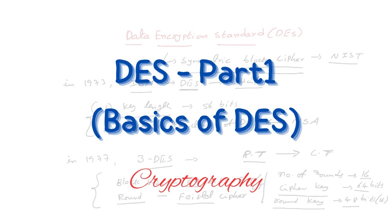 DES - Part1 Basics of DES | Data Encryption Standard | Symmetric key cryptography | Cryptography