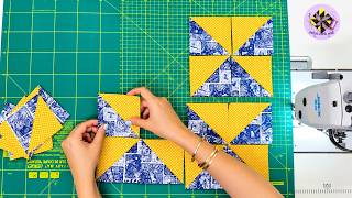 Learn This Unique Patchwork Design | Simple Sewing Tutorial for Beginners💛💙