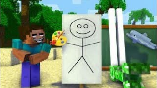 Monster school : challenge melukis di pantai - minecraft animasi