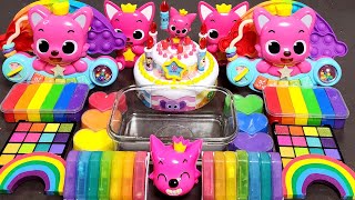 Asmr Rainbow Pinkfong Birthday Slimemixing Makeup,Parts,Glitter Into Slime#Satisfying#Slime#슬라임