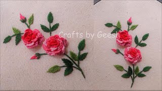 Cast on stitch rose - Brazilian Dimensional Hand embroidery for beginners Lesson 35