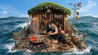 Full 15 Days on a Desert Island | Building a Trash Raft & Escaping with My Dog