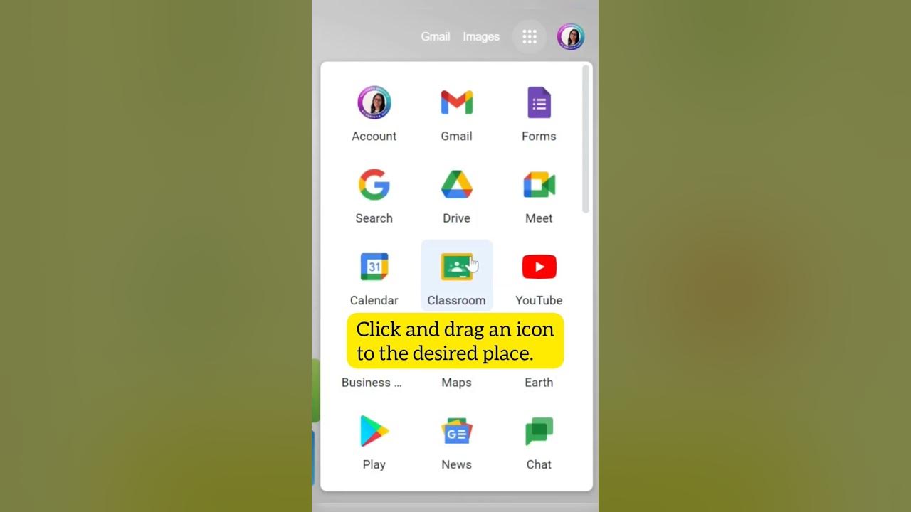 Rearranging google icons in google apps waffle launcher shorts youtube