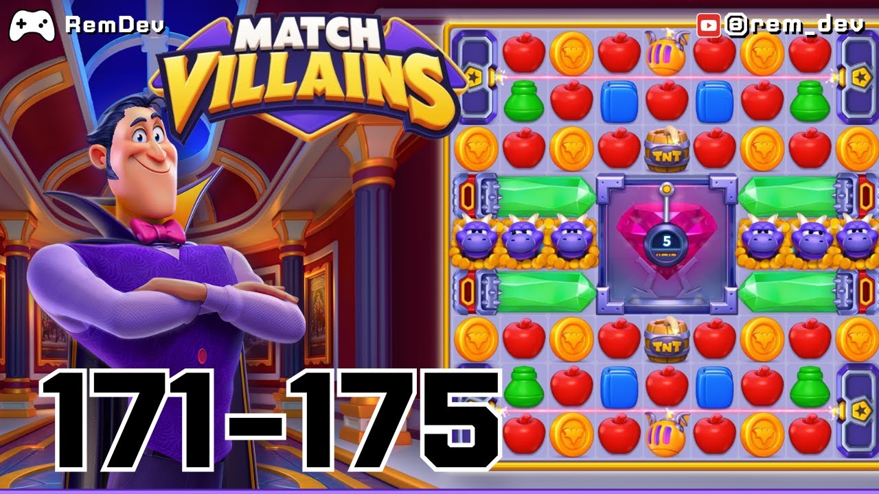 Match Villains Levels 171–175 | Can You Beat Every Layer of This Match-3 Puzzle?