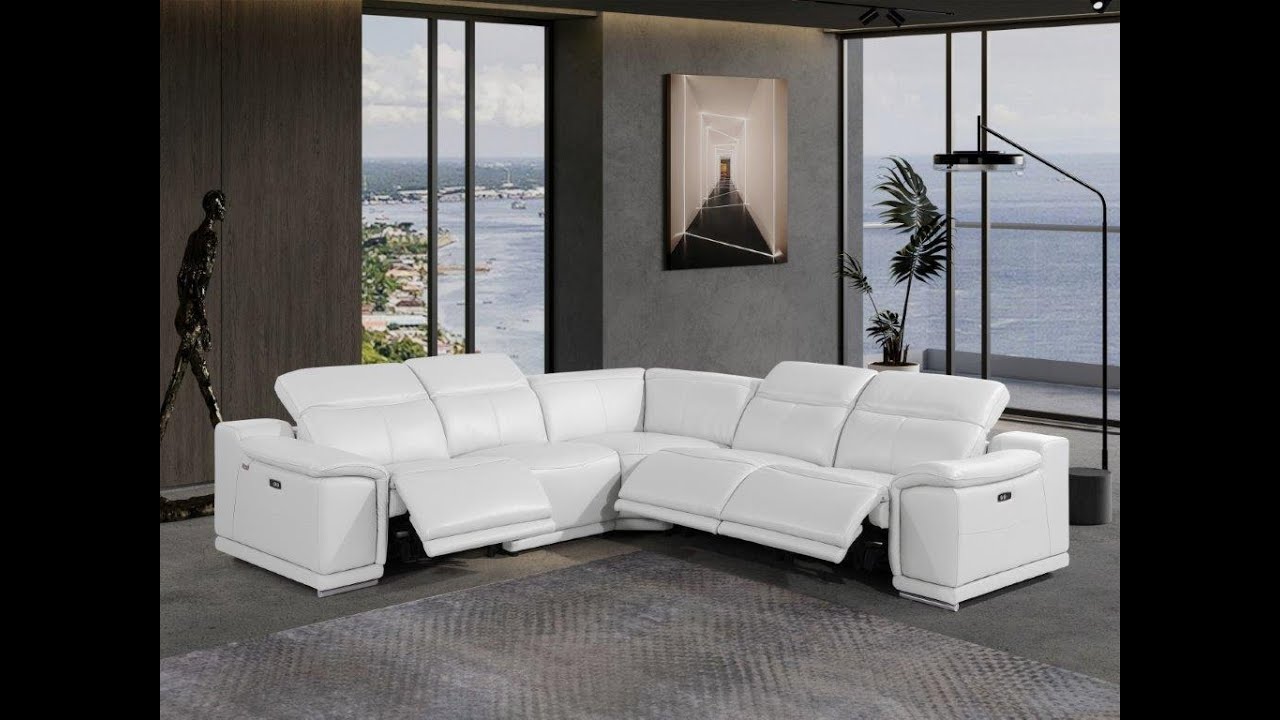 9762 Global United 5Piece 3Power Reclining Italian Leather Sectional
