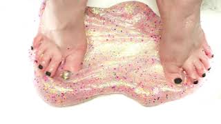 The most SATISFYING glitter slime foot asmr
