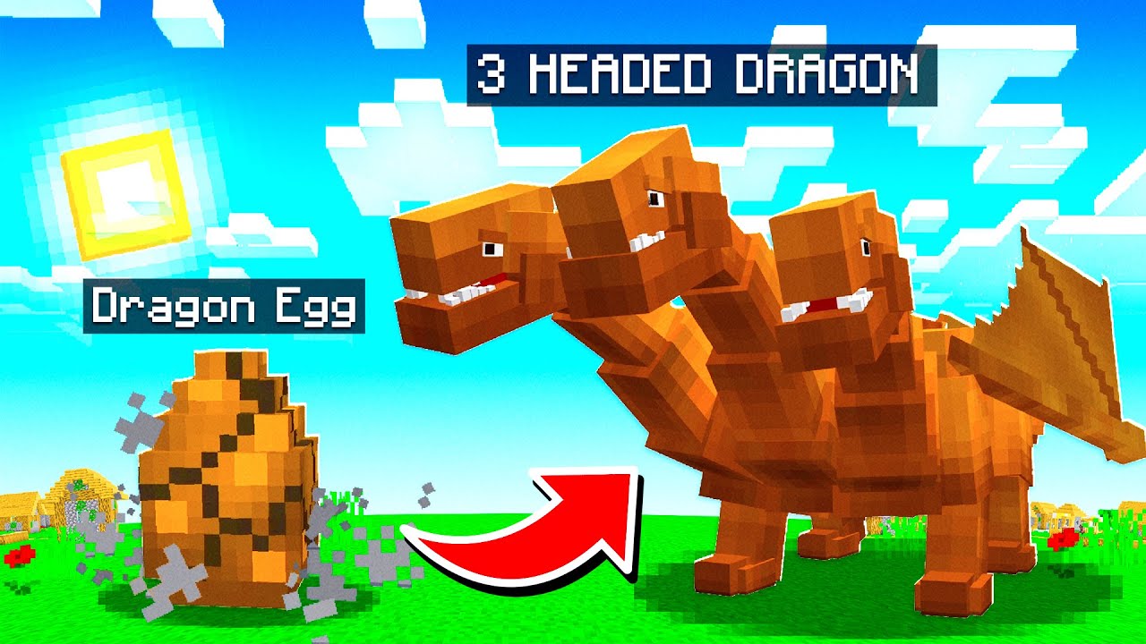Hatching a 3 HEADED DRAGON in MINECRAFT! (overpowered) YouTube