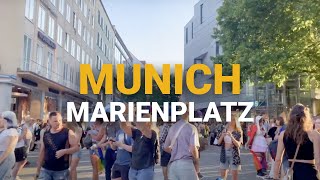 Munich Walking Tour 🇩🇪 Germany | Marienplatz and city center in crowded sunny day in summer