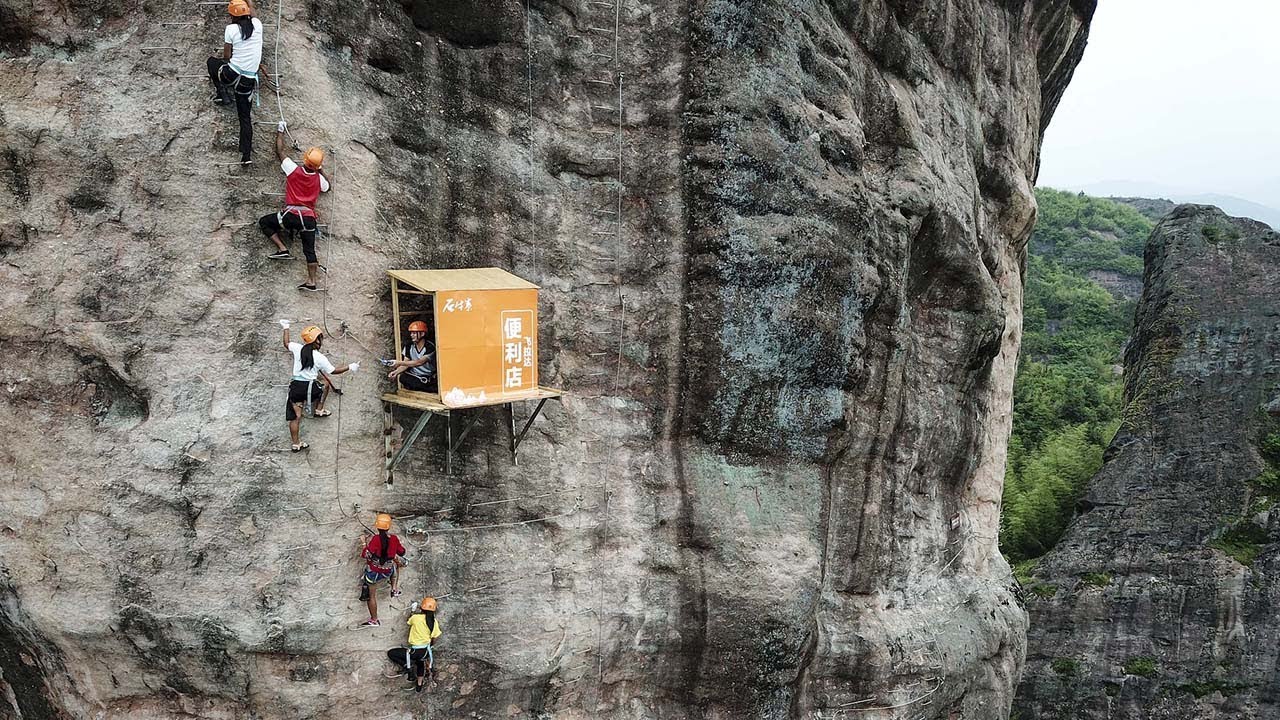 Store on a 100 meter high cliff opens for climbers