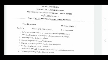 CIRCUIT THEORY & ELECTRONIC DIVICES B.SC 1st semester question paper pattern Andhra University