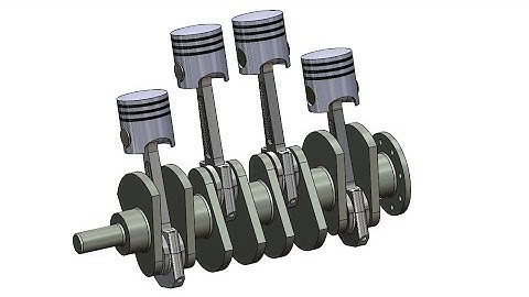 four cylinder engine part modeling and assembly in solidworks