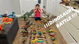 ULTIMATE DINOSAURS BATTLE￼!!!MY SON DINOSAURS TOYS COLLECTION!!! INDOMINUS REX VS GIGANOTOSAURUS!!!