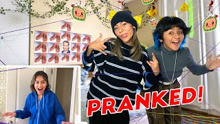 Bedroom Makeover Prank on our sister she HATED it | GEM Sisters