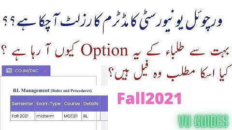 VU Midterm Result Announced? Jin students k ye option aa rha kya woh fail hy?#vu #midterms #result