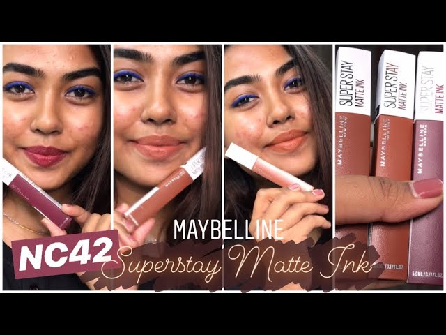 MAYBELLINE SUPERSTAY MATTE INK LIPSTICKS ON DUSKY SKIN | SWATCHES AND  REVIEW | NUDE LIPSTICKS - YouTube