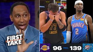 First Take Lakers Got Whipping That Luka Pretend Injury - Stephen A. On Thunder 139-96 Win
