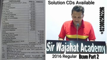 Financial Statement, Bcom Part 2, Advance Accounting, Karachi University, Bcom Past Papers Solutions