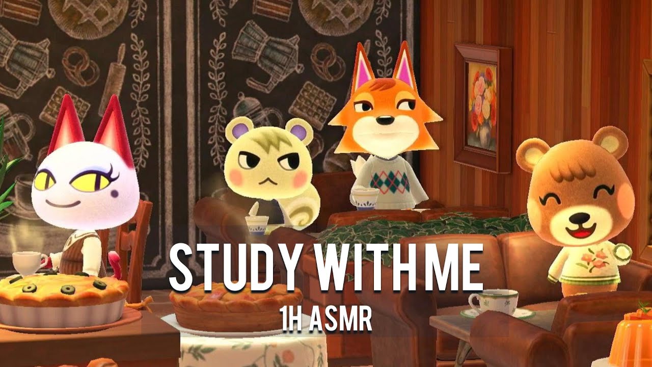 【ACNH ASMR】Study With Me 1 Hour in Cozy Cafe ☕️ Ambience for Work & Focus | 作業用BGM