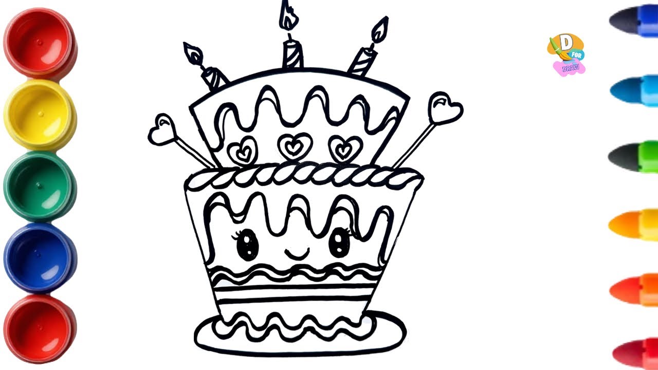 How to Draw a Cute Birthday Cake for Kids|Easy step by Step Tutorial