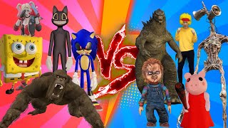 Mega Siren Head vs Cartoon Cat vs Piggy vs spongebob vs chucky VS Human Hulk Running competition #7