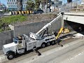 Using a 75ton rotator to recover a crane arm that hit a bridge on Hollywood 101 Freeway!