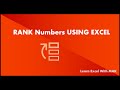 Rank numbers in excel