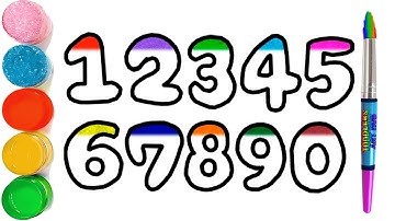 Learn Glitter Numbers Drawing with Big Brush Marker Pen and Coloring Pages 🔢 Numbers 1 to 10