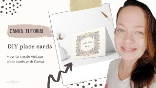 Easy vintage DIY place cards | Canva tutorial with place card template